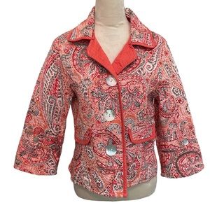 Patty Kim Peach Paisley Quilted Jacket